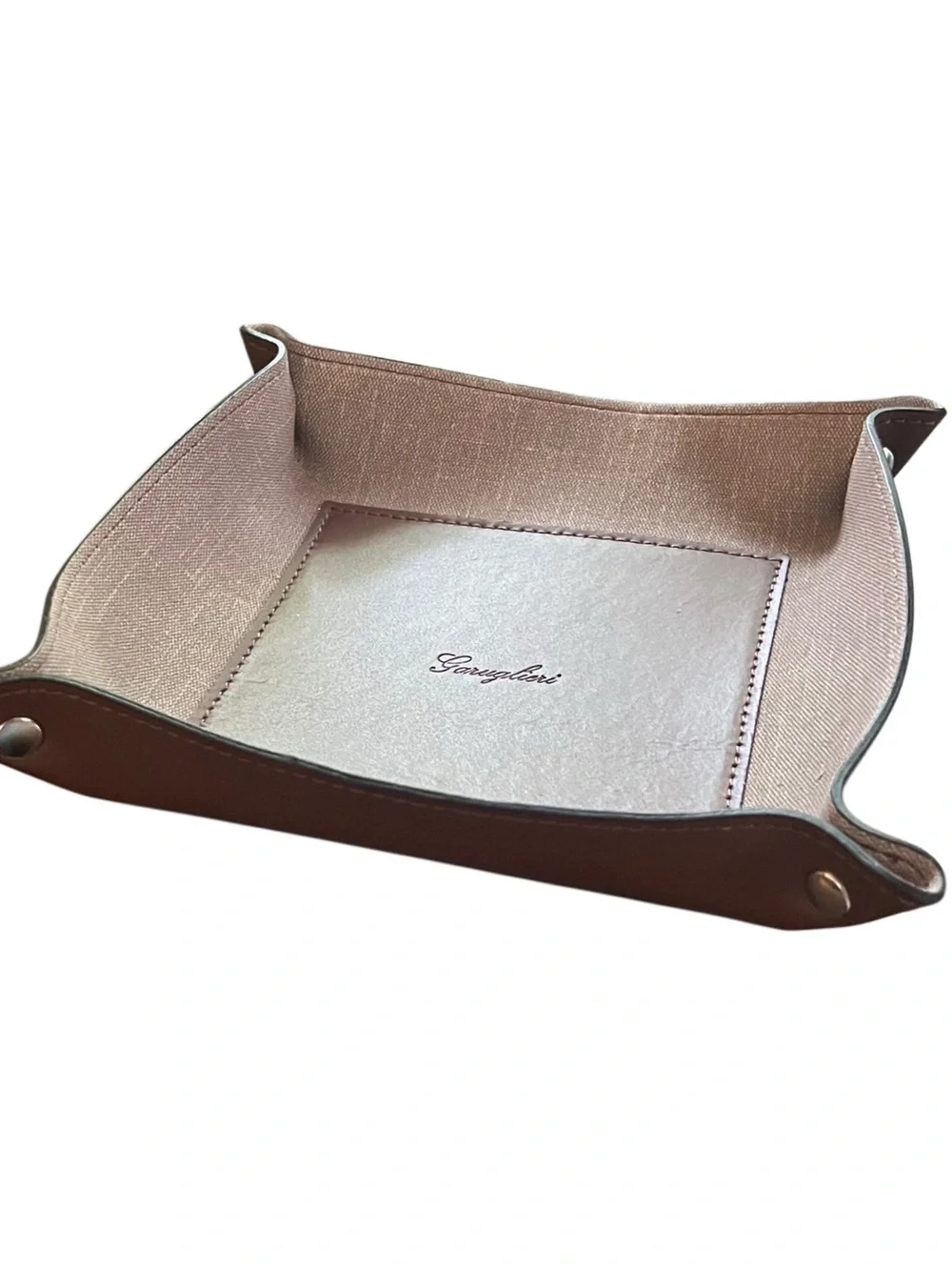 Garuglieri Italian Brown Leather Valet Tray